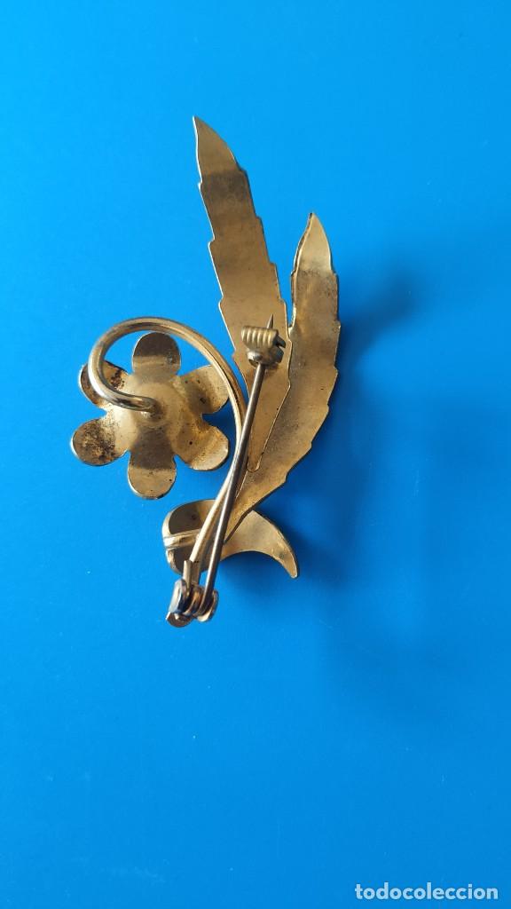Joyeria: Broche antiguo flor damasquinado - Foto 2