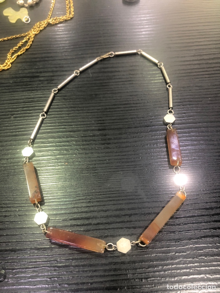 Joyeria: Antiguo collar con piedras simil agata (L28) - Foto 1