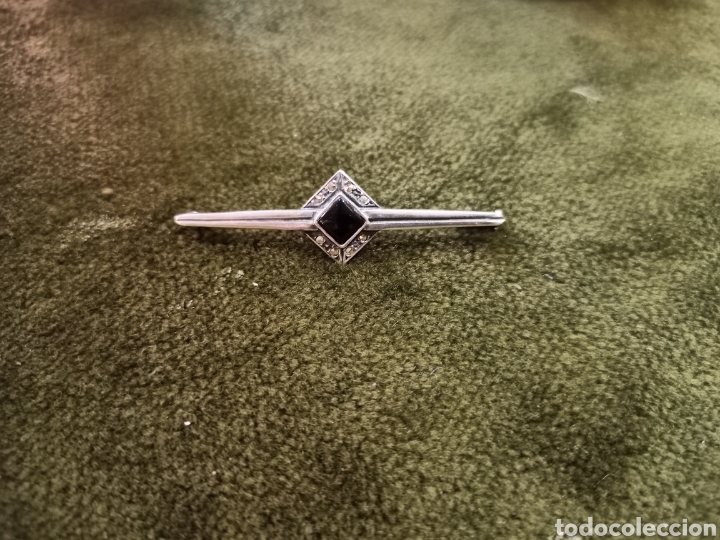 Joyeria: Antiguo broche de plata y azabache. REF-1028 - Foto 1