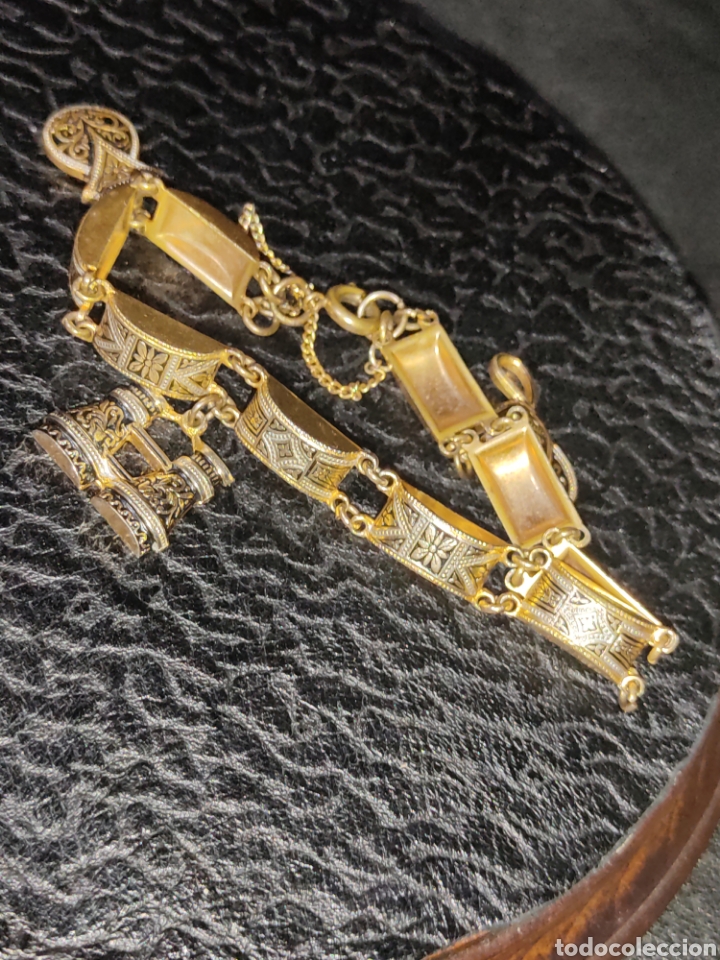 Joyeria: Pulsera damasquinada con colgantes, Toledo. - Foto 6