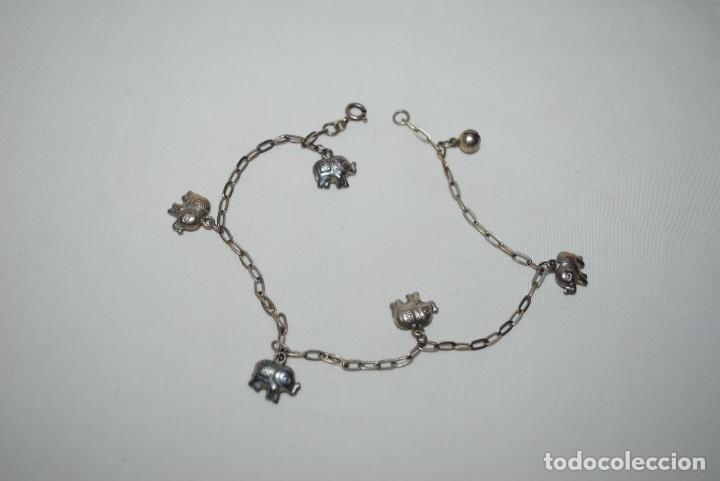 Joyeria: PULSERA ANTIGUA DE PLATA CON ELEFANTITOS - Foto 1