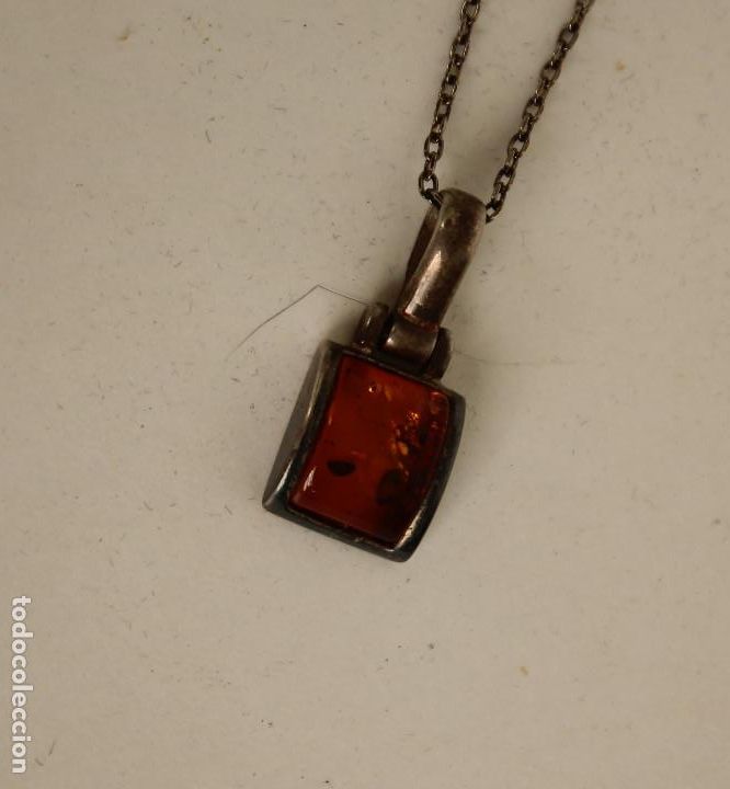 Joyeria: colgante y cadena de plata con ambar - Foto 1