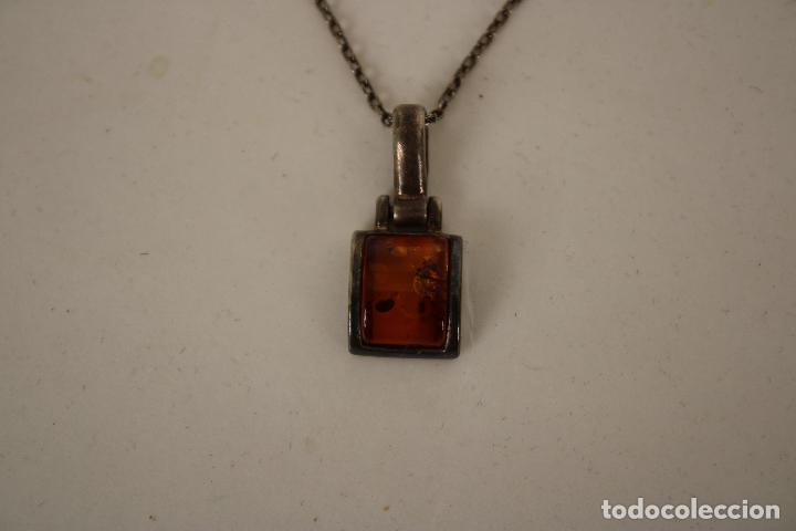 Joyeria: colgante y cadena de plata con ambar - Foto 2