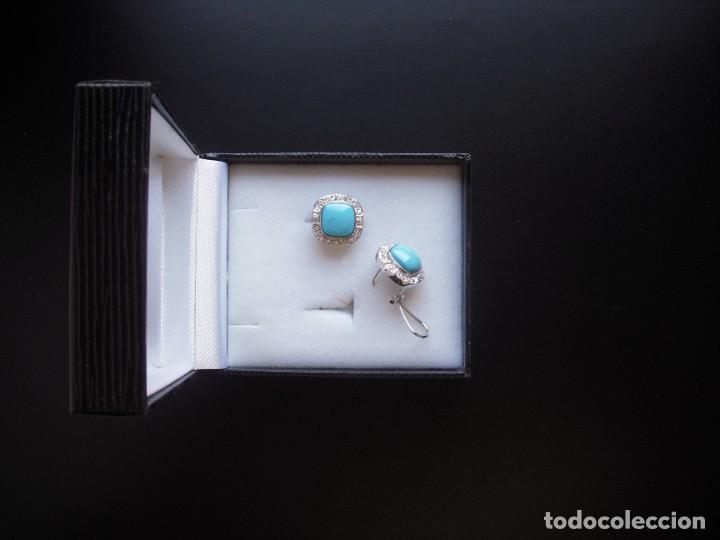 Joyeria: PENDIENTES ORO BLANCO CIRCONITAS Y TURQUESA - Foto 2