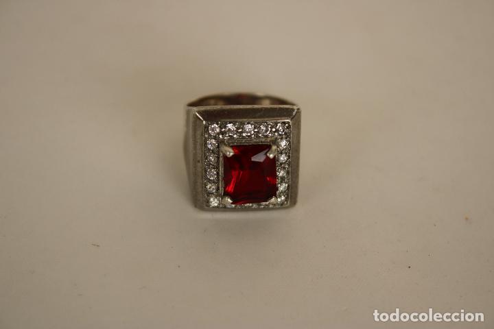 Joyeria: anillo plata 925 con piedra roja - Foto 2