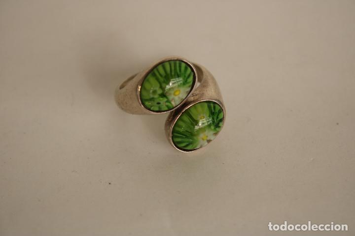 Joyeria: anillo plata con cristales verdes de murano - Foto 1