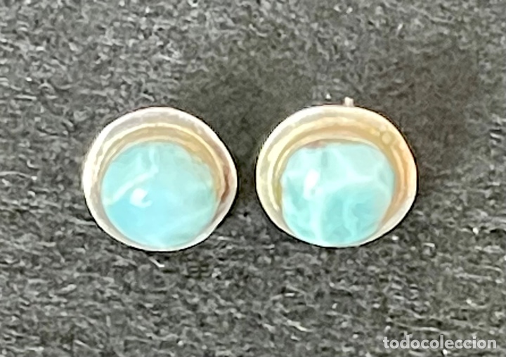 Joyeria: Bonitos pendientes en plata de ley y turquesas. - Foto 1