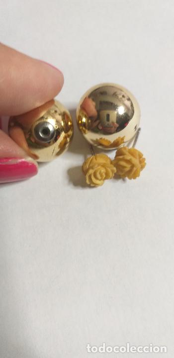 Joyeria: Pendientes flor y cierre de bola grande dorada - Foto 5