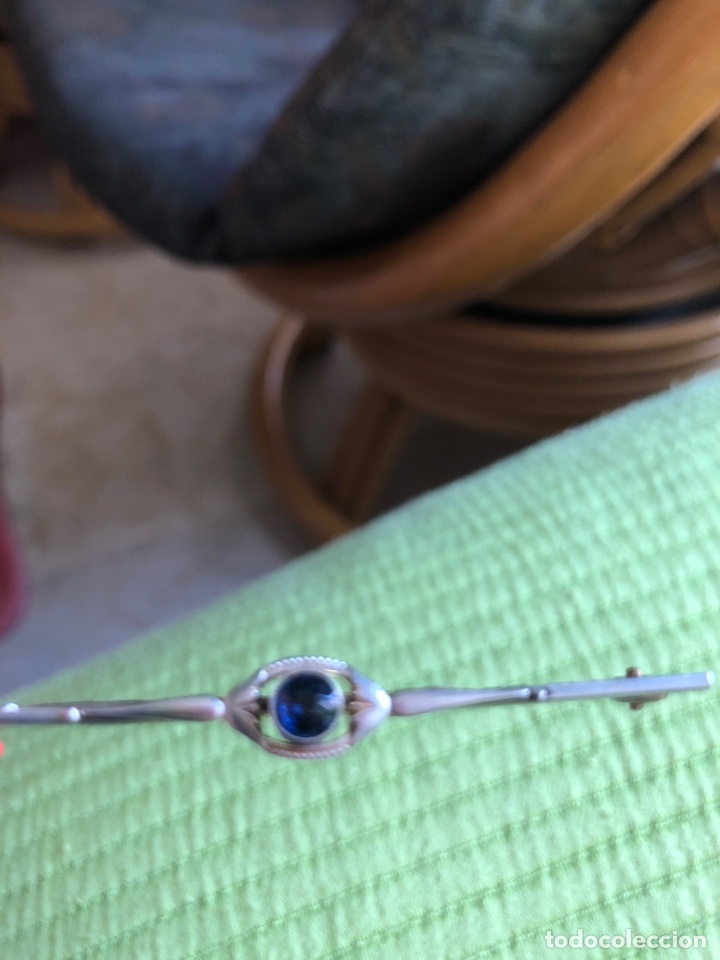 Joyeria: Antiguo broche de plata con zafiro - Foto 2