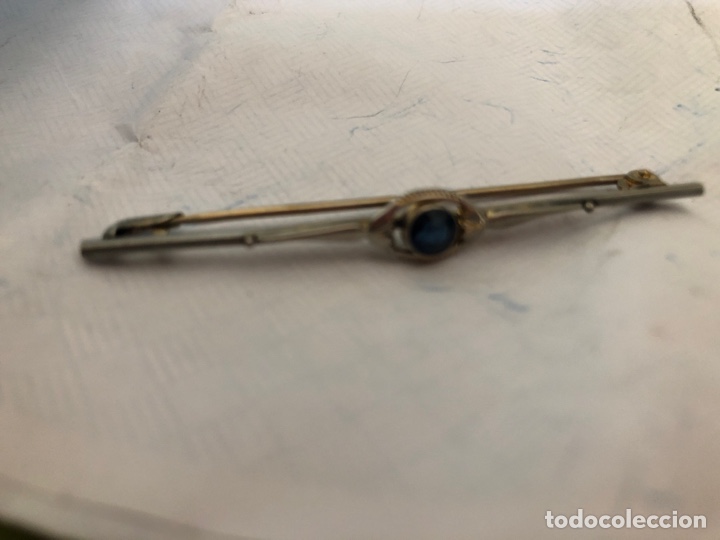 Joyeria: Antiguo broche de plata con zafiro - Foto 1
