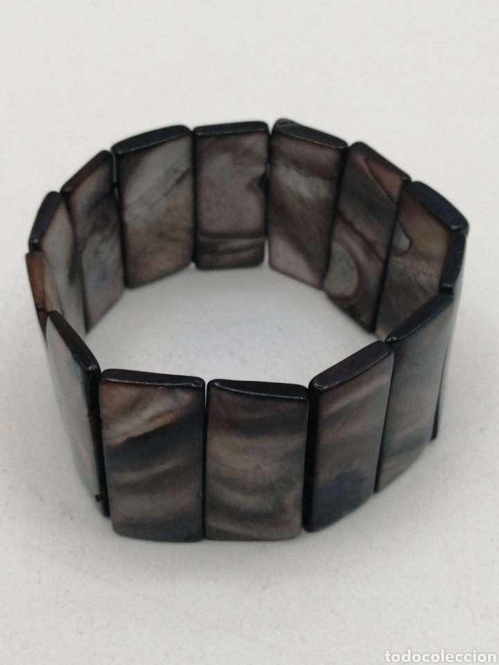 Joyeria: Pulsera brazalete n&aacute;car tallado. El&aacute;stica - Foto 3
