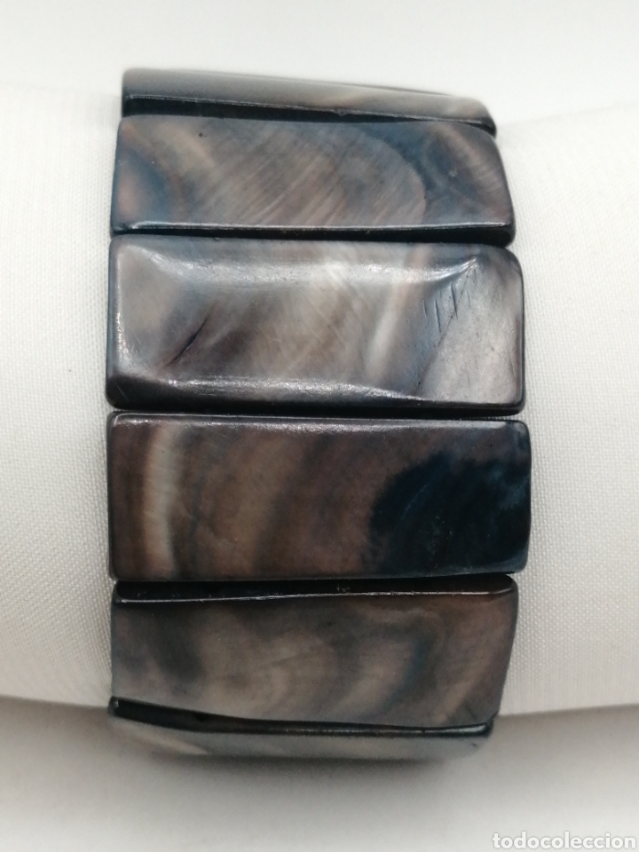 Joyeria: Pulsera brazalete n&aacute;car tallado. El&aacute;stica - Foto 1