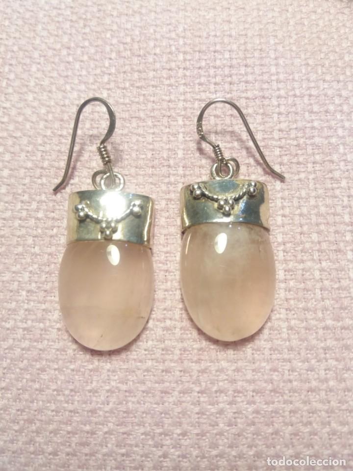 Joyeria: PENDIENTES CUARZO ROSA Y PLATA DE LEY - Foto 1