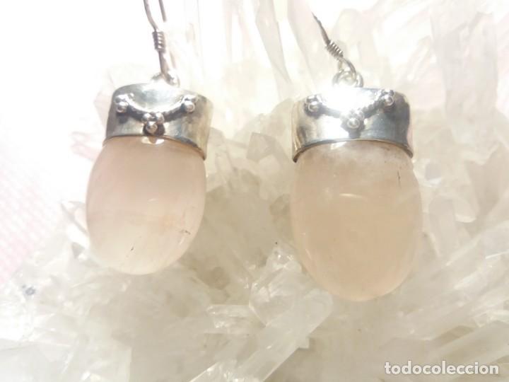Joyeria: PENDIENTES CUARZO ROSA Y PLATA DE LEY - Foto 2