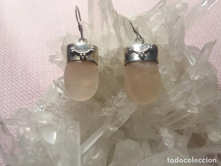Joyeria: PENDIENTES CUARZO ROSA Y PLATA DE LEY - Foto 3