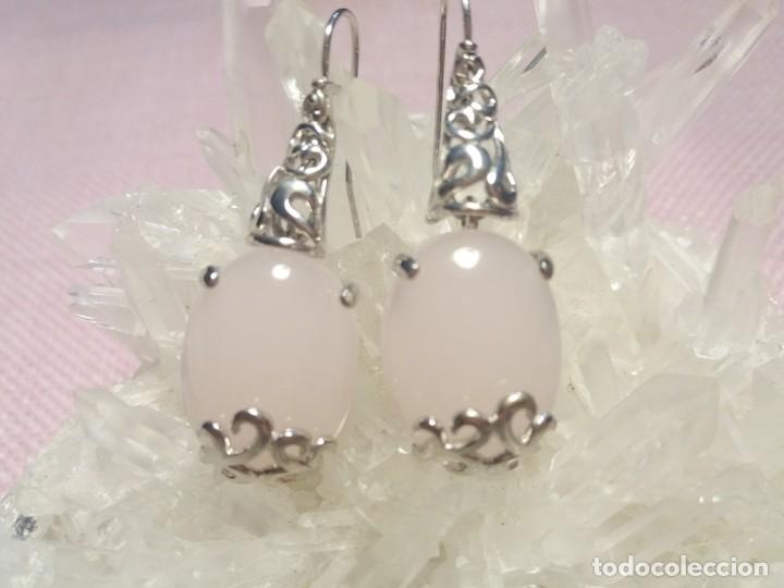 Joyeria: PENDIENTES MINERAL CUARZO ROSA Y PLATA - Foto 3
