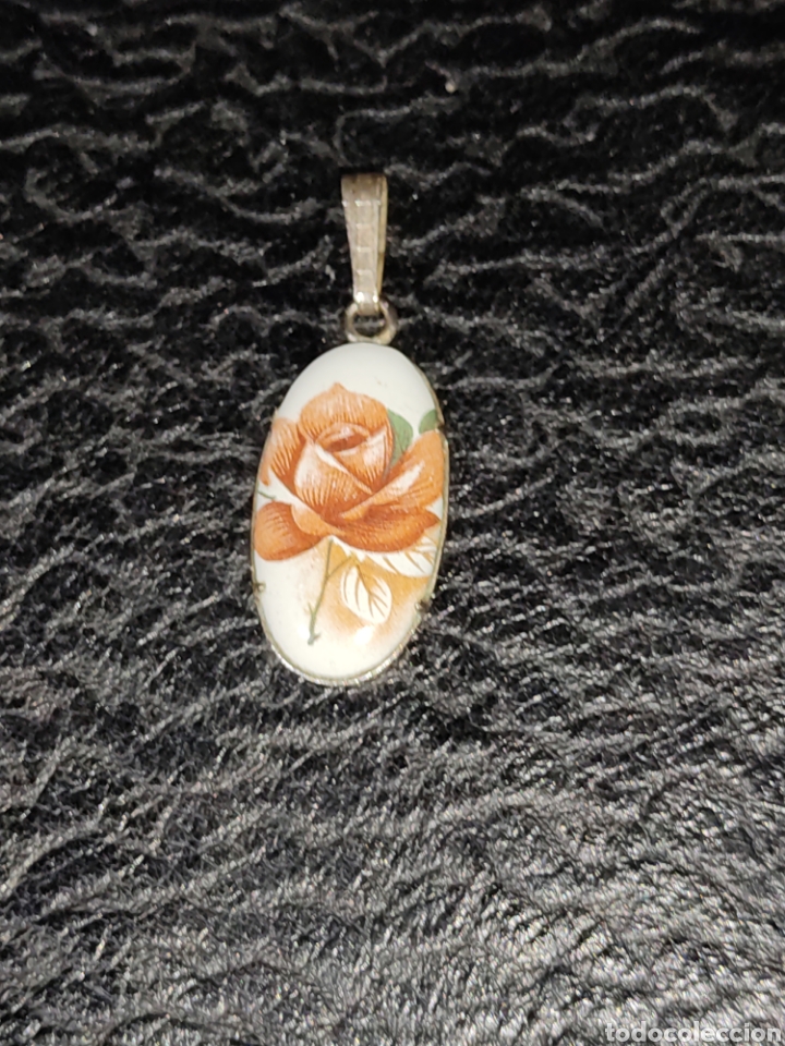 Joyeria: Colgante rosa esmaltada, vintage. - Foto 3