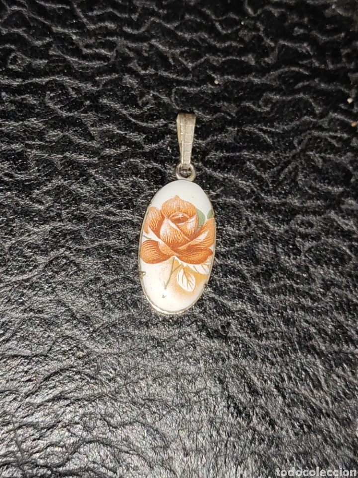 Joyeria: Colgante rosa esmaltada, vintage. - Foto 4