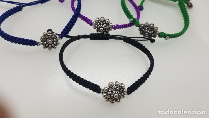 Joyeria: Pulsera con bot&oacute;n charro en plata y macram&eacute; - Foto 3