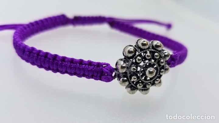 Joyeria: Pulsera con bot&oacute;n charro en plata y macram&eacute; - Foto 1