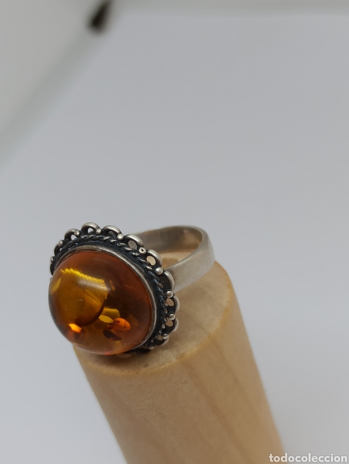 Joyeria: Antiguo anillo de plata de ley 926 y &aacute;mbar - Foto 6
