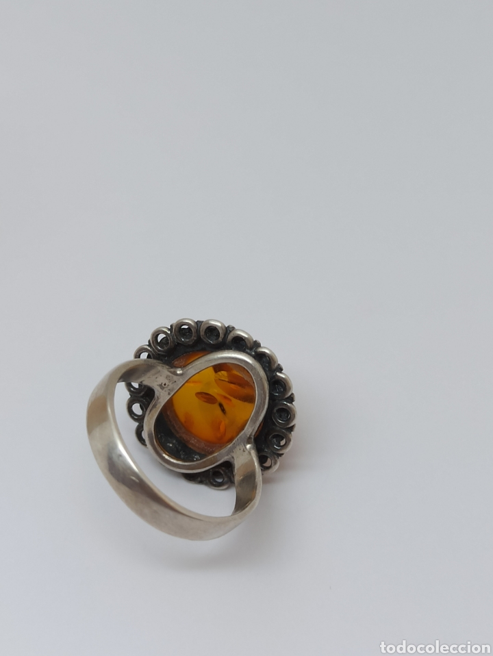 Joyeria: Antiguo anillo de plata de ley 926 y &aacute;mbar - Foto 7