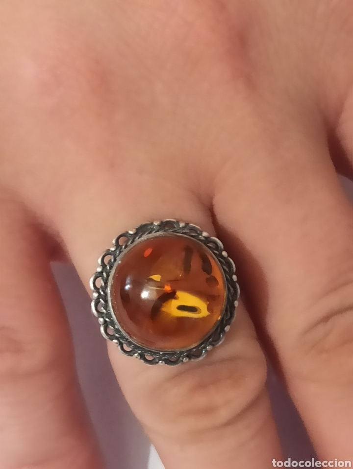 Joyeria: Antiguo anillo de plata de ley 926 y &aacute;mbar - Foto 9