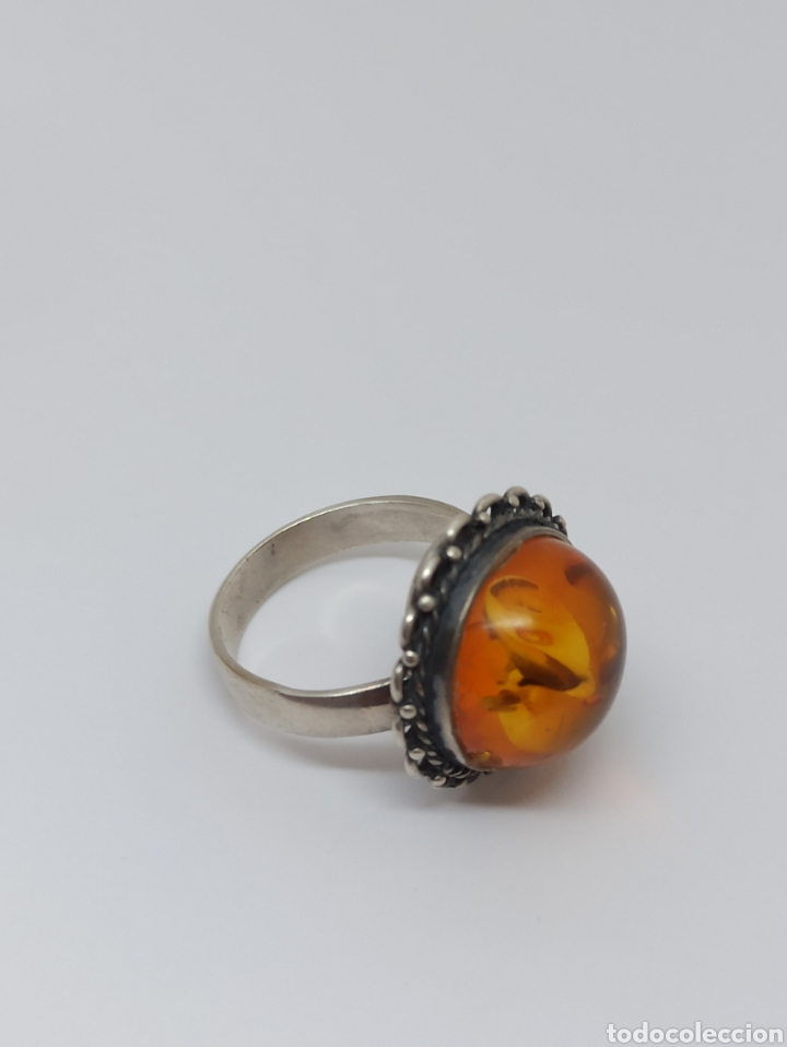 Joyeria: Antiguo anillo de plata de ley 926 y &aacute;mbar - Foto 10