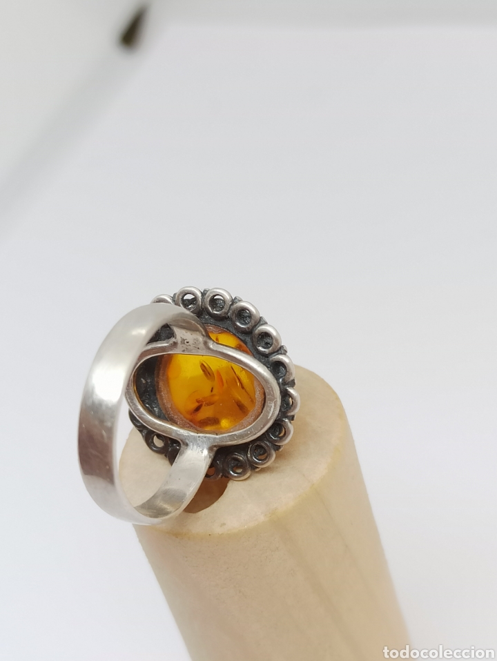 Joyeria: Antiguo anillo de plata de ley 926 y &aacute;mbar - Foto 12