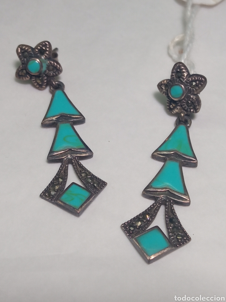 Joyeria: Pendientes plata y turquesa + - Foto 1