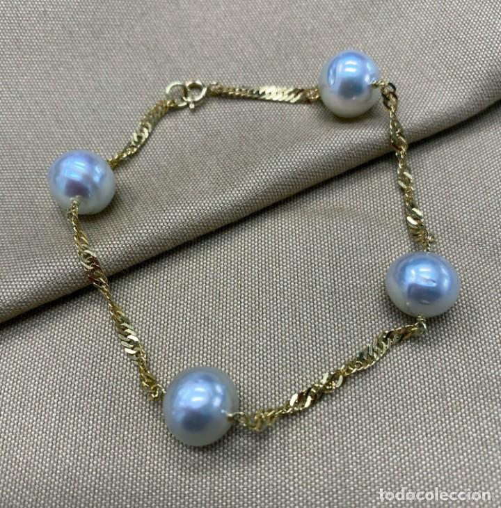 Joyeria: Pulsera, oro amarillo 18K y 4 perlas Australianas - Foto 1