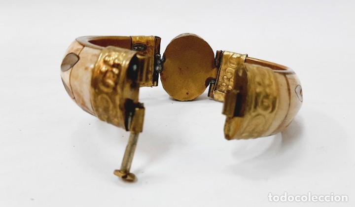 Joyeria: Brazalete vintage de lat&oacute;n y cuerno - Foto 6