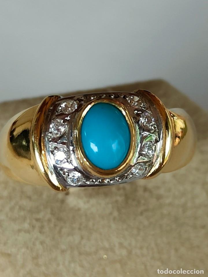Joyeria: ANILLO ORO AMARILLO 18 CON TURQUESA Y CIRCONITAS - Foto 2