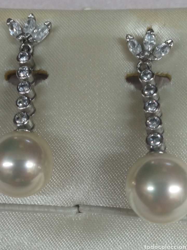 Joyeria: Pendiente de plata , perla y circonitas + - Foto 1