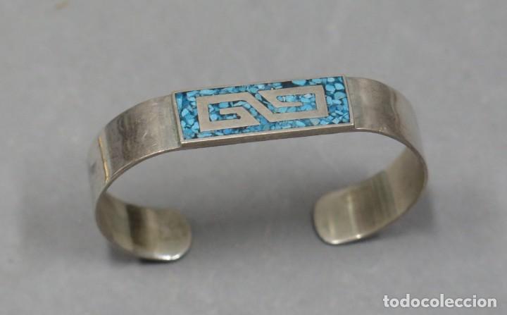 Joyeria: BRAZALETE O PULSERA DE PLATA Y TURQUESA. MEXICO - Foto 1