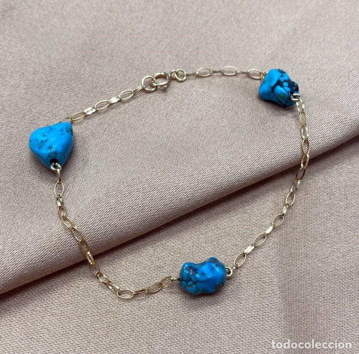 Joyeria: Pulsera, oro amarillo 18K y turquesas - Foto 1