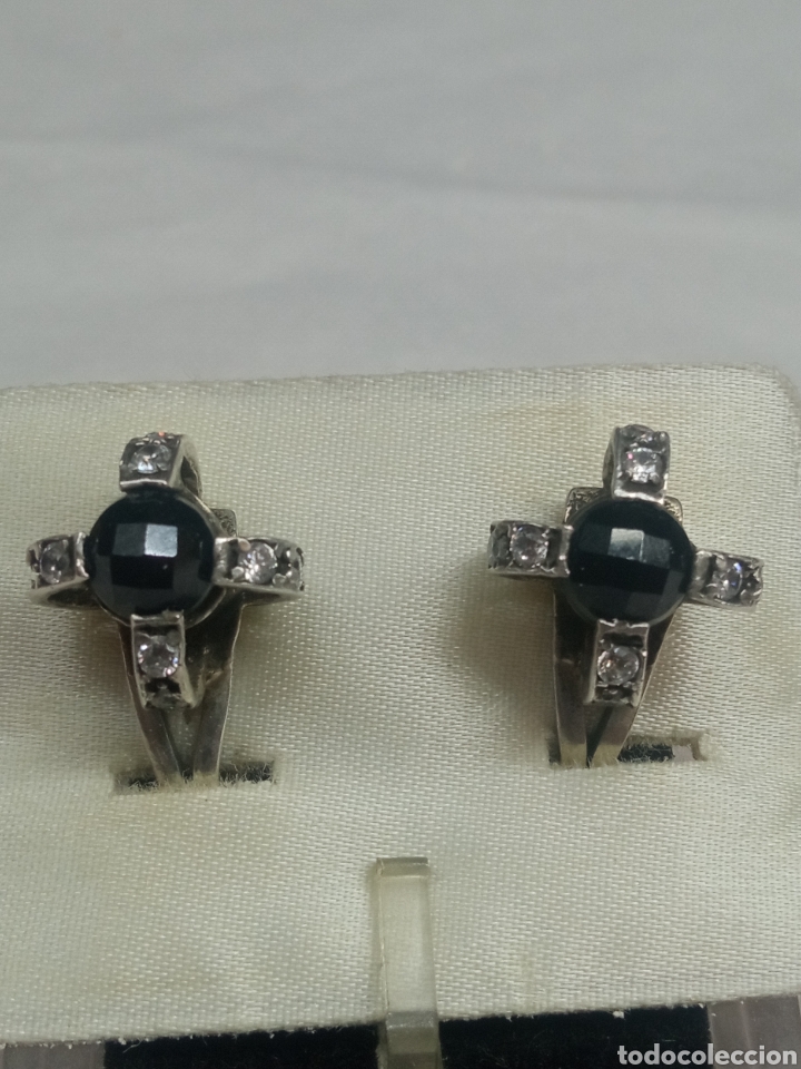 Joyeria: Pendiente plata y azabache + - Foto 1