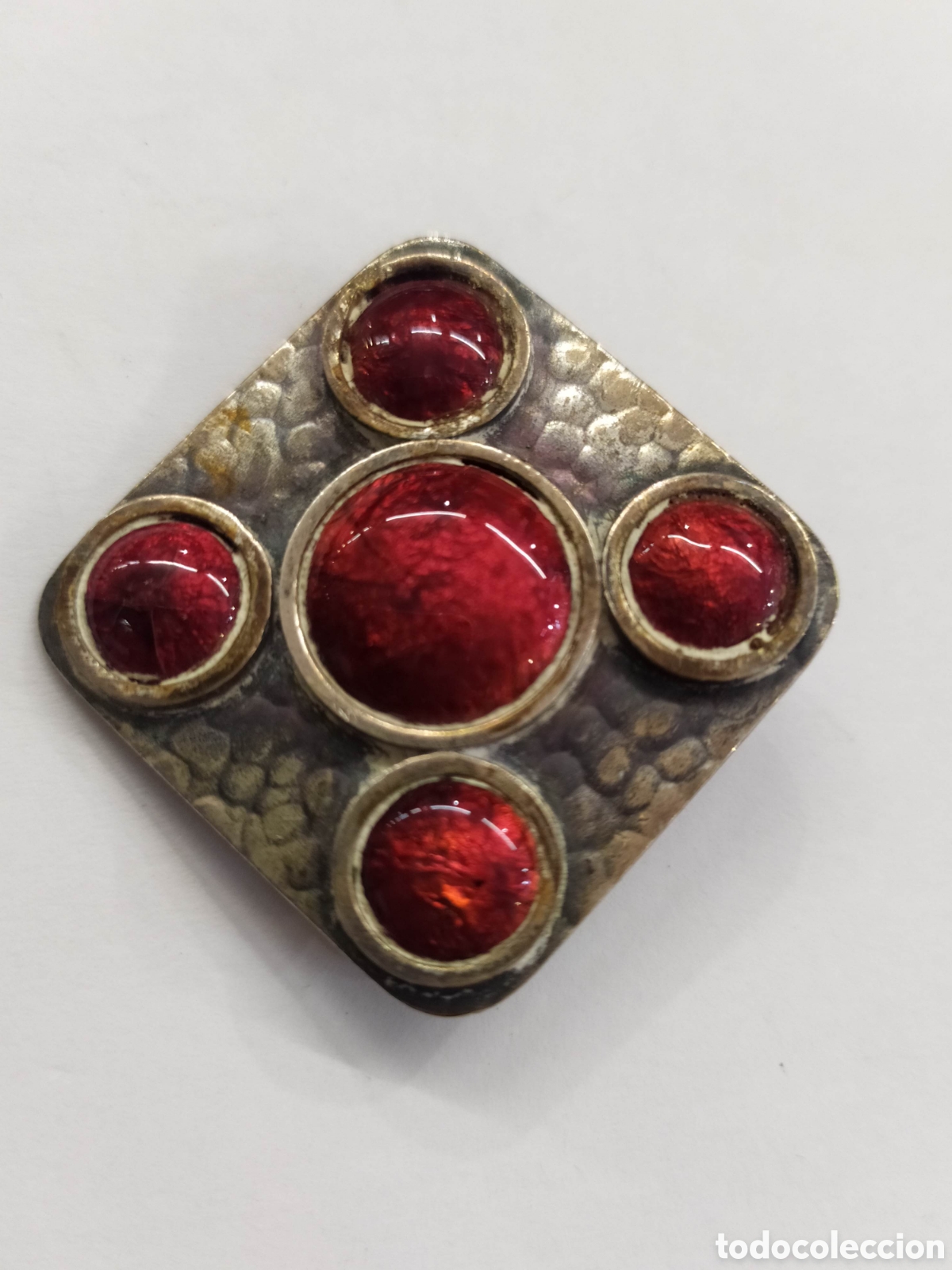Joyeria: Broche vintage ba&ntilde;ado en plata, con esmalte. - Foto 3