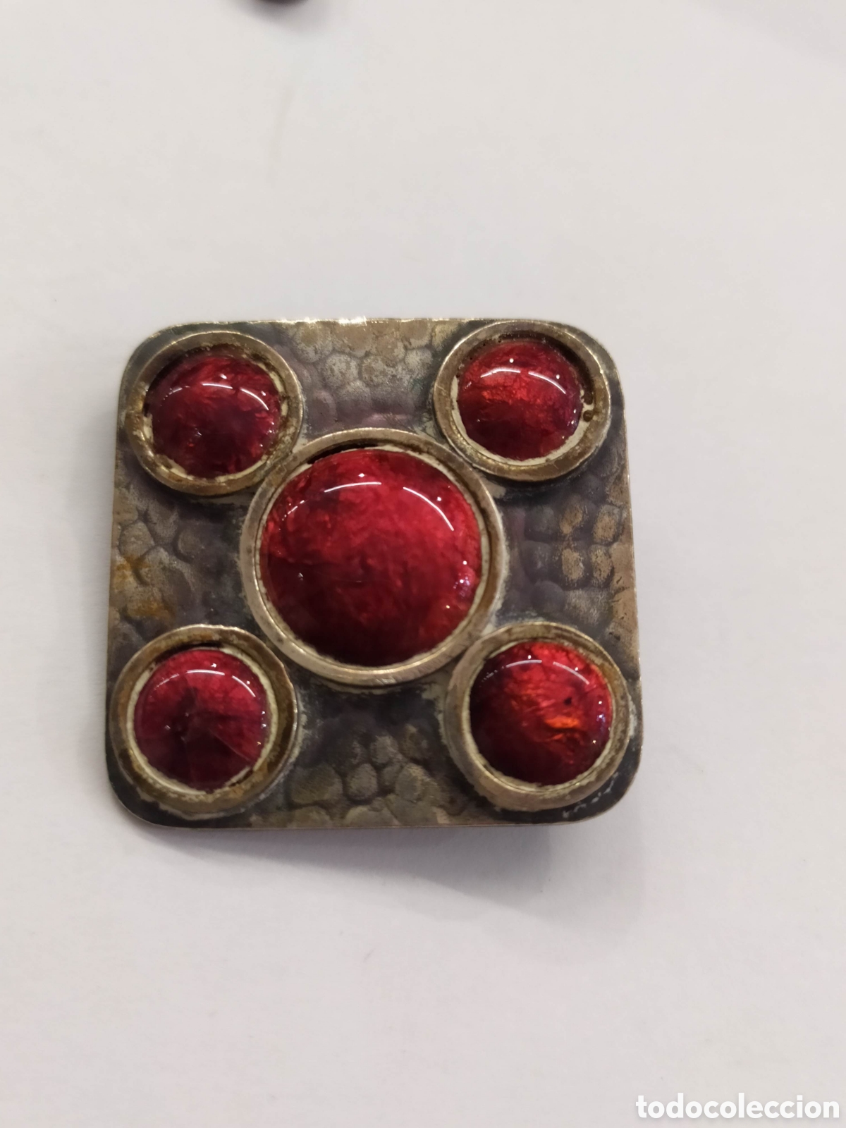 Joyeria: Broche vintage ba&ntilde;ado en plata, con esmalte. - Foto 1