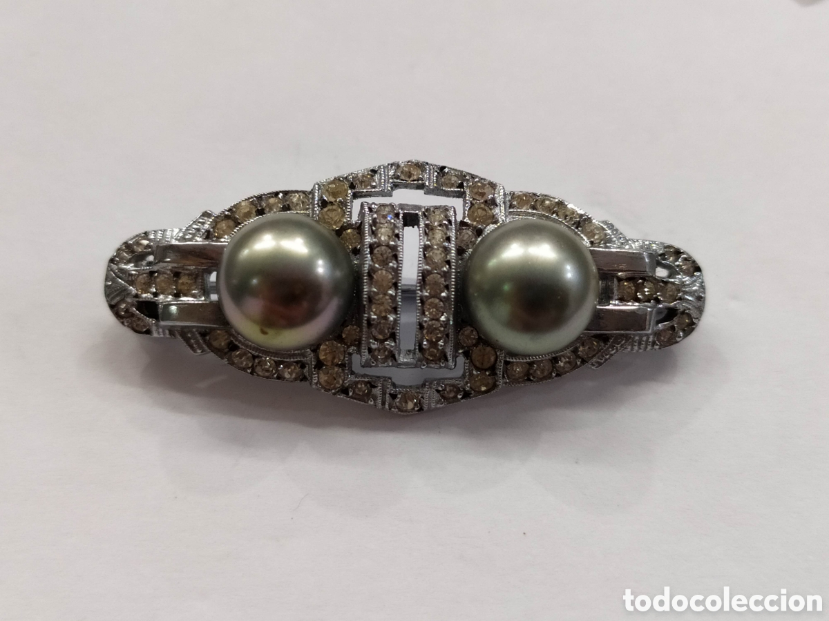 Joyeria: Broche de plata, estilo Art Deco. Simil perlas - Foto 2