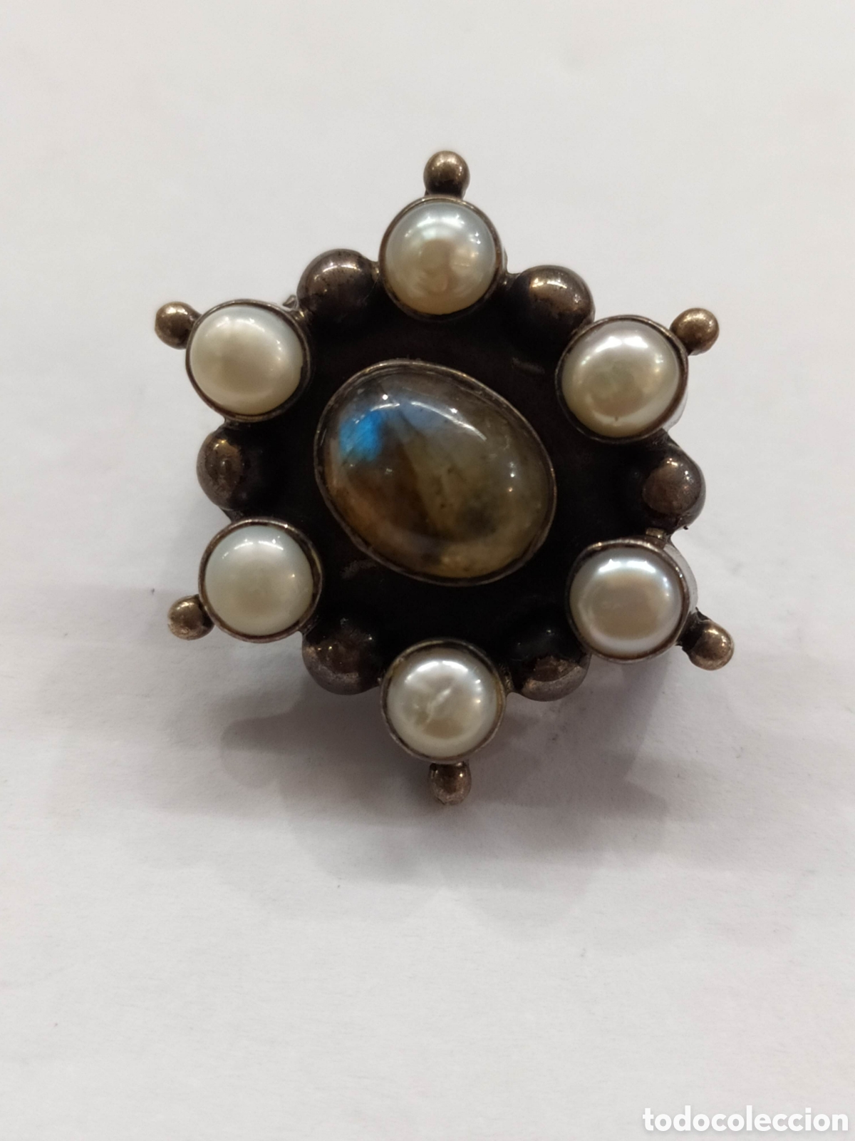 Joyeria: Broche de Labradorita, plata y perlas. - Foto 1
