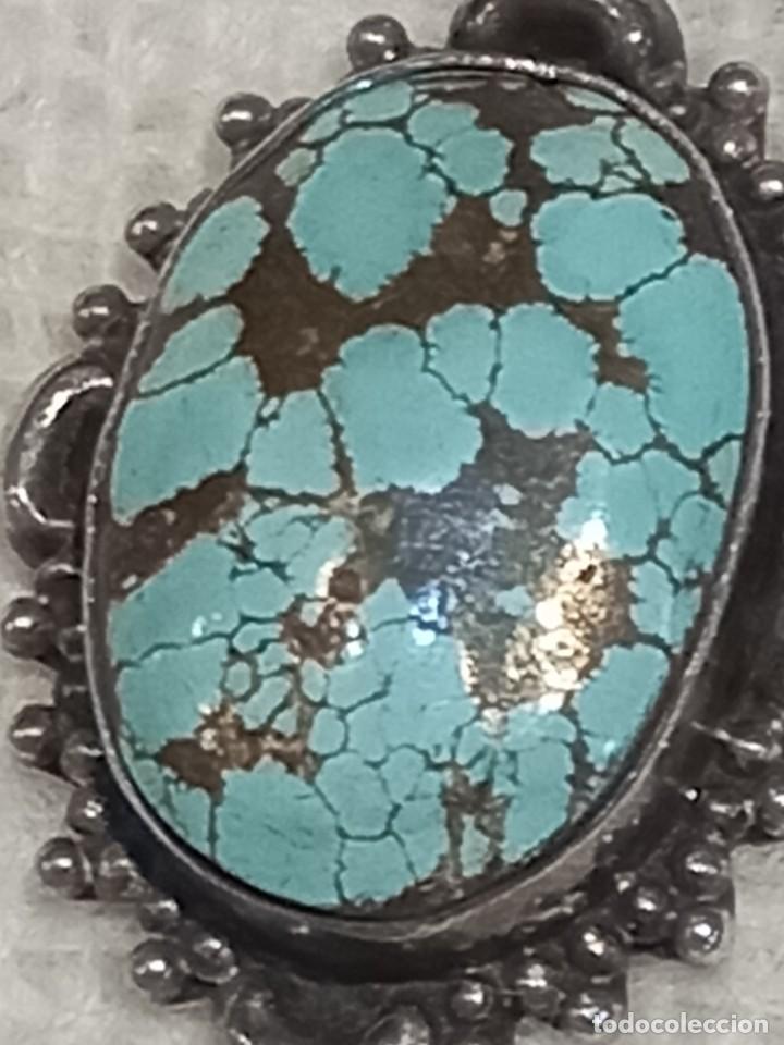 Joyeria: COLGANTE-MEDALL&Oacute;N (JASPE CELESTE) PLATA cadena - Foto 2
