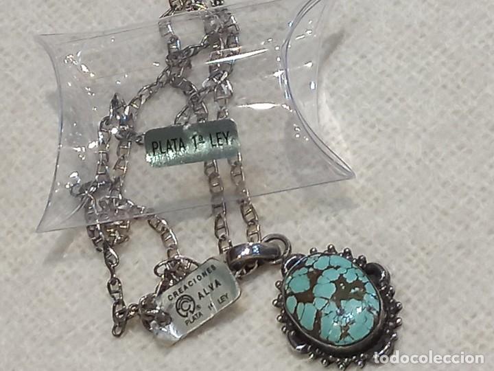 Joyeria: COLGANTE-MEDALL&Oacute;N (JASPE CELESTE) PLATA cadena - Foto 10