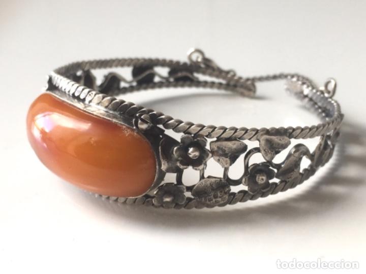 Joyeria: Brazalete de plata y &aacute;mbar. - Foto 1
