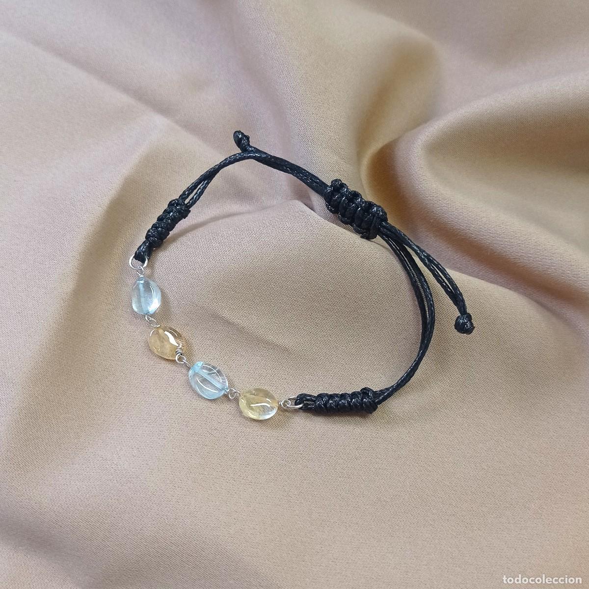 Joyeria: Pulsera Macram&eacute; en Plata de Ley 925 con Cuarzos y Topacios Azules - Foto 1