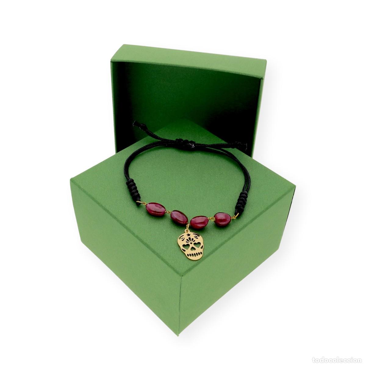 Joyeria: Pulsera macram&eacute; y oro 18k, con rub&iacute;es y dise&ntilde;o calavera - Foto 4