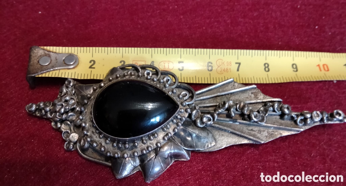 Joyeria: GRAN BROCHE DE PLATA Y PIEDRA NEGRA - Foto 3