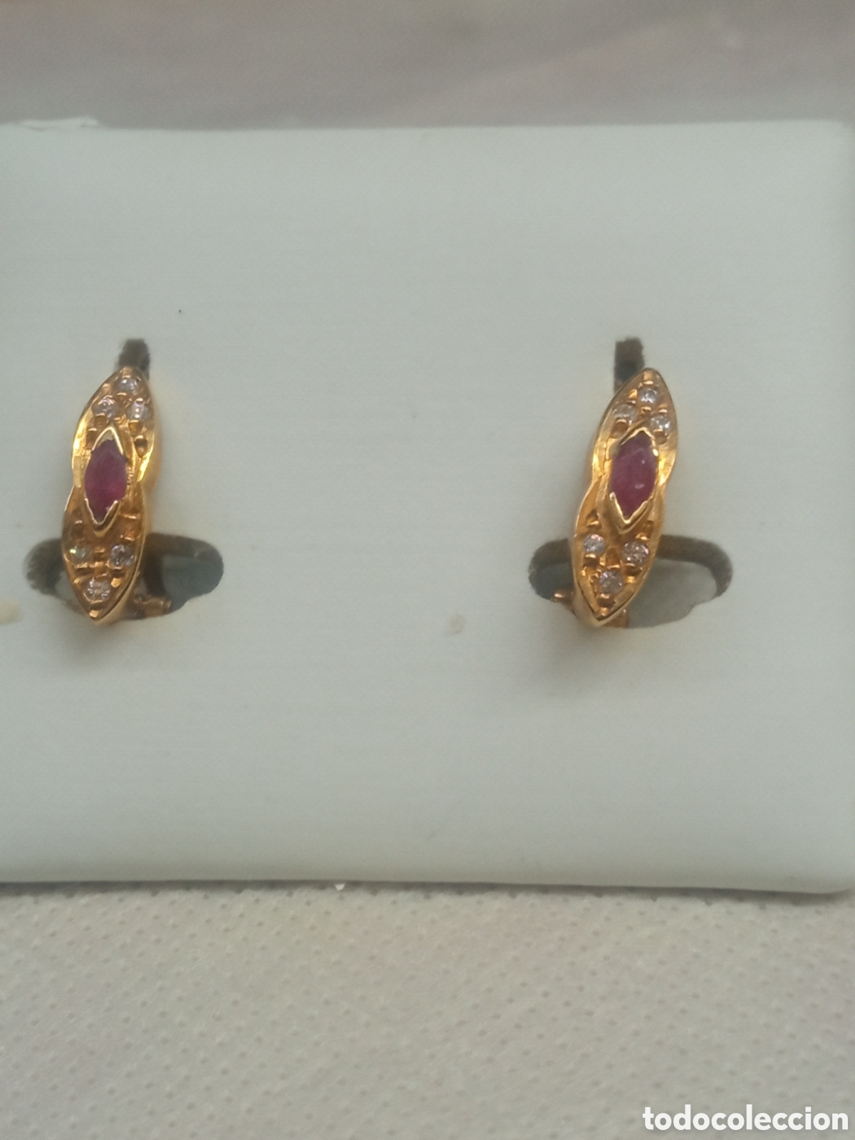 Joyeria: Pendiente de oro y rubi y circonita V - Foto 1