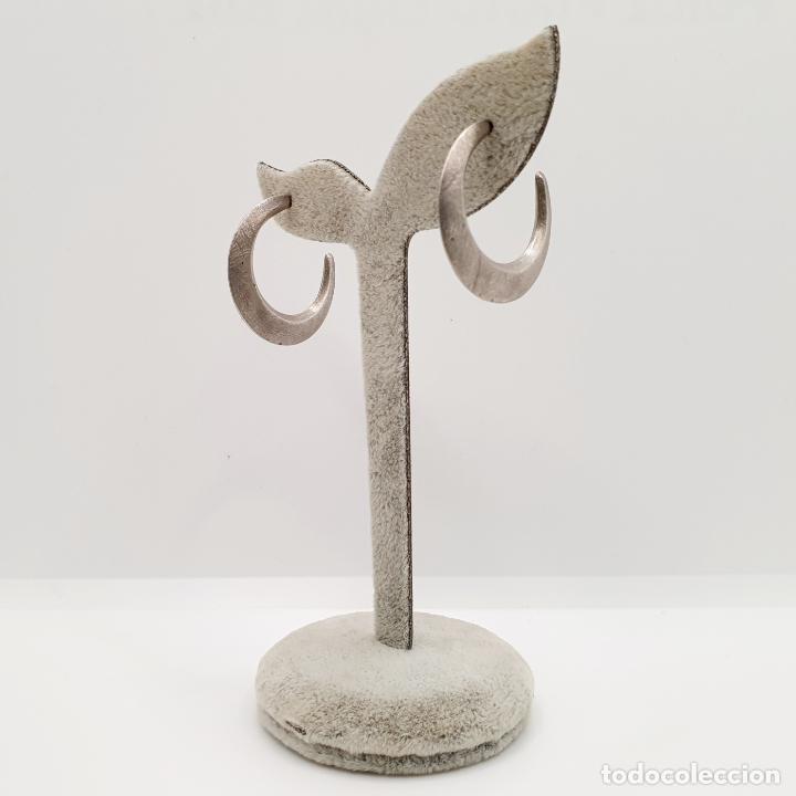 Joyeria: Sofisticados pendientes de aro dise&ntilde;o en plata de ley 925 grabada. - Foto 3