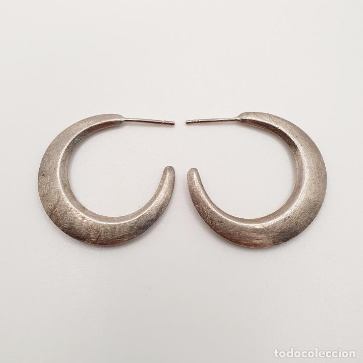Joyeria: Sofisticados pendientes de aro dise&ntilde;o en plata de ley 925 grabada. - Foto 1